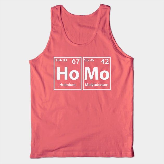 Homo (Ho-Mo) Periodic Elements Spelling Tank Top by cerebrands